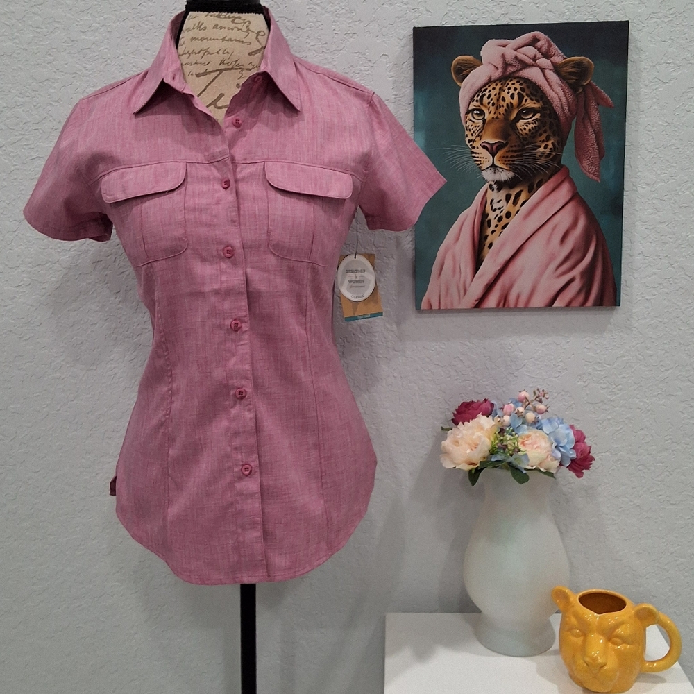 NWT - Magellan Outdoors Women's Light Pink Button-Down Shirt